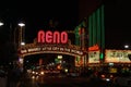 Reno Welcome Sign at Night Royalty Free Stock Photo