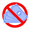 Renouncement cash money icon, do not accept cash banknotes
