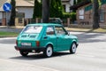 Renovated Fiat 126p Maluch Polish car in motion blur effect Royalty Free Stock Photo