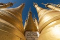 Golden stupas at Shwe Indein Pagoda, at Inle Lake, in Myanmar Royalty Free Stock Photo