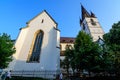 Renovated old historical building of Lutheran Cathedral of Saint Mary Catedrala Evanghelica Sfanta Maria  in the old city center Royalty Free Stock Photo
