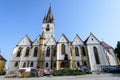 Renovated old historical building of Lutheran Cathedral of Saint Mary Catedrala Evanghelica Sfanta Maria  in the old city center Royalty Free Stock Photo