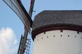 Renovated old white windmill Royalty Free Stock Photo