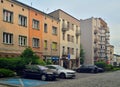 Renovated prewar modernistic apartment houses in Bedzin, Silesia, southern Poland