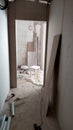 Renovation of the apartment, view of the ceiling and corridor