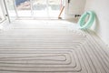 Renovation of an appartment with new underfloor heating Royalty Free Stock Photo