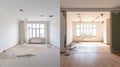 renovation concept - apartment before and after restoration or refurbishment -. Generative Ai