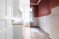 Renovation concept - kitchen room before and after refurbishment or restoration