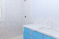 Renovation construction of master bathroom with new under construction bathroom interior drywall ready for tile Royalty Free Stock Photo