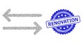 Scratched Renovation Seal Stamp and Fractal Flip Arrows Horizontally Icon Mosaic