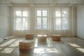 Renovation in an empty room, cardboard boxes Royalty Free Stock Photo