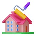 Renovation house 3d rendering isometric icon. Royalty Free Stock Photo