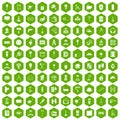 100 renovation icons hexagon green
