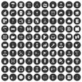 100 renovation icons set black circle Royalty Free Stock Photo