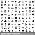 100 renovation icons set in simple style Royalty Free Stock Photo