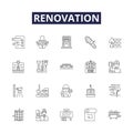 Renovation line vector icons and signs. Redecorate, Upgrade, Transform, Refurbish, Revamp, Remodel, Restore, Overhaul