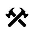 Renovation Logo Design, Black Hammer Tool Silhouette Icon, Repair Logo Concept