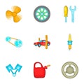 Renovation for machine icons set, cartoon style