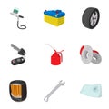 Renovation for machine icons set, cartoon style