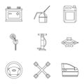 Renovation for machine icons set, outline style