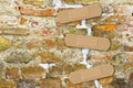 Renovation of an old cracked brick wall - concept image with cop