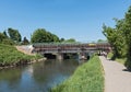 Renovation of an old railway bridge over the river nidda in frankfurt am main, germany Royalty Free Stock Photo