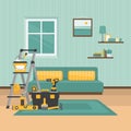 Renovation room. Home interior renovation. Flat style, vector il