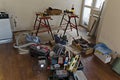 Renovation Of A Room With Some Tools For Cutting And Assembling Furniture
