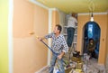 Renovation team painting room Royalty Free Stock Photo