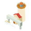 Renovation work icon isometric vector. Arch project and lighthouse building icon