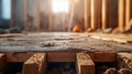 Renovation work in progress on wooden floor with fresh cement at construction site during daylight Royalty Free Stock Photo