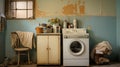 Renovation-worthy Laundry Room With Vintage Washing Machine