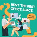 Rent best office space, monthly contracts banner