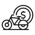 Rent bicycle icon outline vector. Area lot