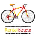 Rent bicycle, rental bike for tourists in flat style.