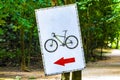 Rent a bike sign arrow information board direction in Coba Ruins