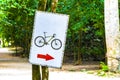 Rent a bike sign arrow information board direction in Coba Ruins