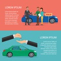 Rent and Buying Car horizontal Cartoon poster vector Royalty Free Stock Photo