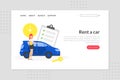 Rent a Car Landing Page Template, Car Sharing Service Advertising Web Page, Mobile App Vector Illustration Royalty Free Stock Photo