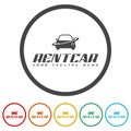 Rent car logo. Set icons in color circle buttons Royalty Free Stock Photo