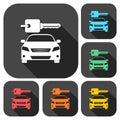 Rent a Car Transportation design icons set with long shadow Royalty Free Stock Photo