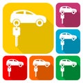 Rent a Car Transportation design icons set with long shadow Royalty Free Stock Photo