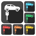 Rent a Car Transportation design icons set with long shadow Royalty Free Stock Photo