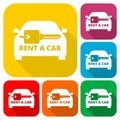 Rent a Car Transportation design icons set with long shadow Royalty Free Stock Photo