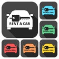 Rent a Car Transportation design icons set with long shadow Royalty Free Stock Photo