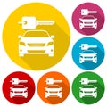 Rent a Car Transportation design icons set with long shadow Royalty Free Stock Photo