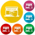 Rent a Car Transportation design icons set with long shadow Royalty Free Stock Photo
