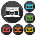 Rent a Car Transportation design icons set with long shadow Royalty Free Stock Photo