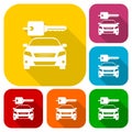 Rent a Car Transportation design icons set with long shadow Royalty Free Stock Photo