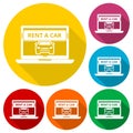 Rent a Car Transportation design icons set with long shadow Royalty Free Stock Photo